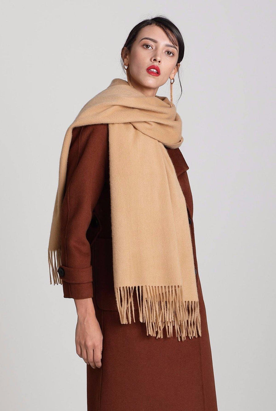 100% Cashmere Blanket Scarf - Camel - MINIMO