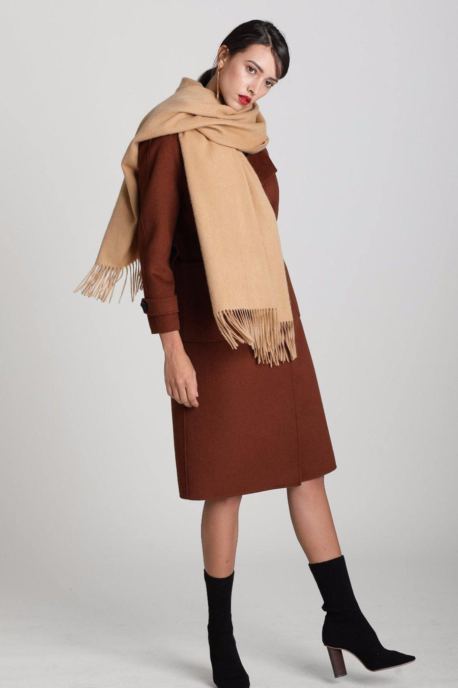 100% Cashmere Blanket Scarf - Camel - MINIMO