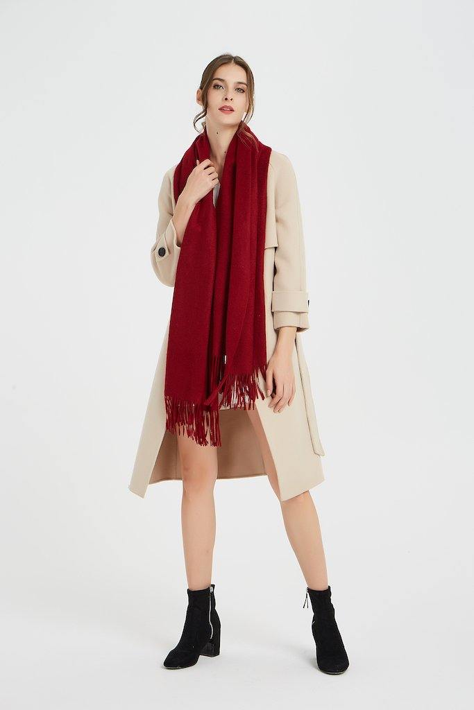 100% Cashmere Blanket Scarf - Red - MINIMO
